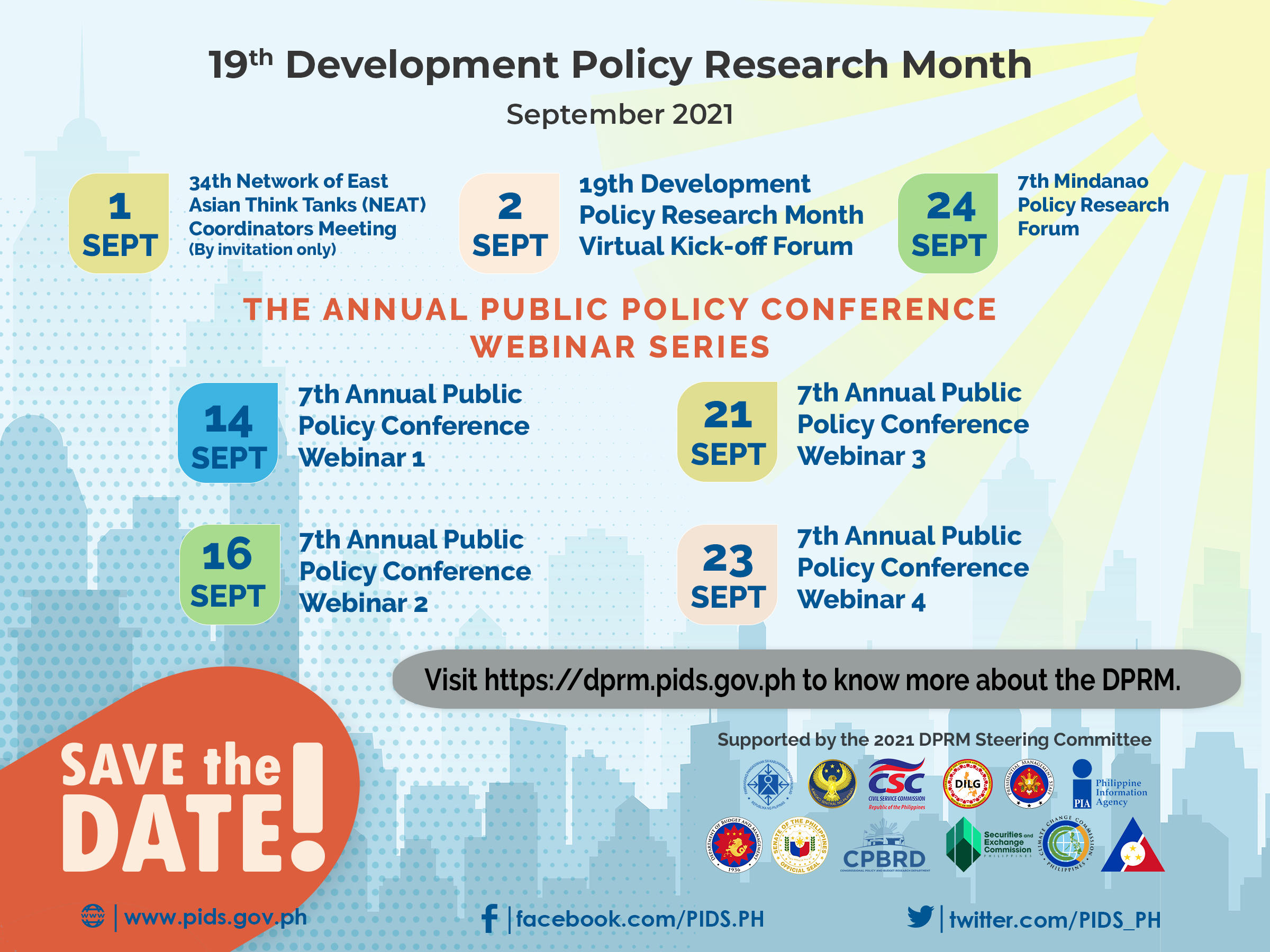 Save the Date: 19th Development Policy Research Month (DPRM) Activities
